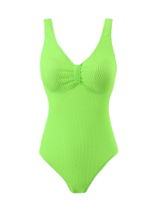 Damen Einteiliger Badeanzug mit raffinierten Rippstrick-Details