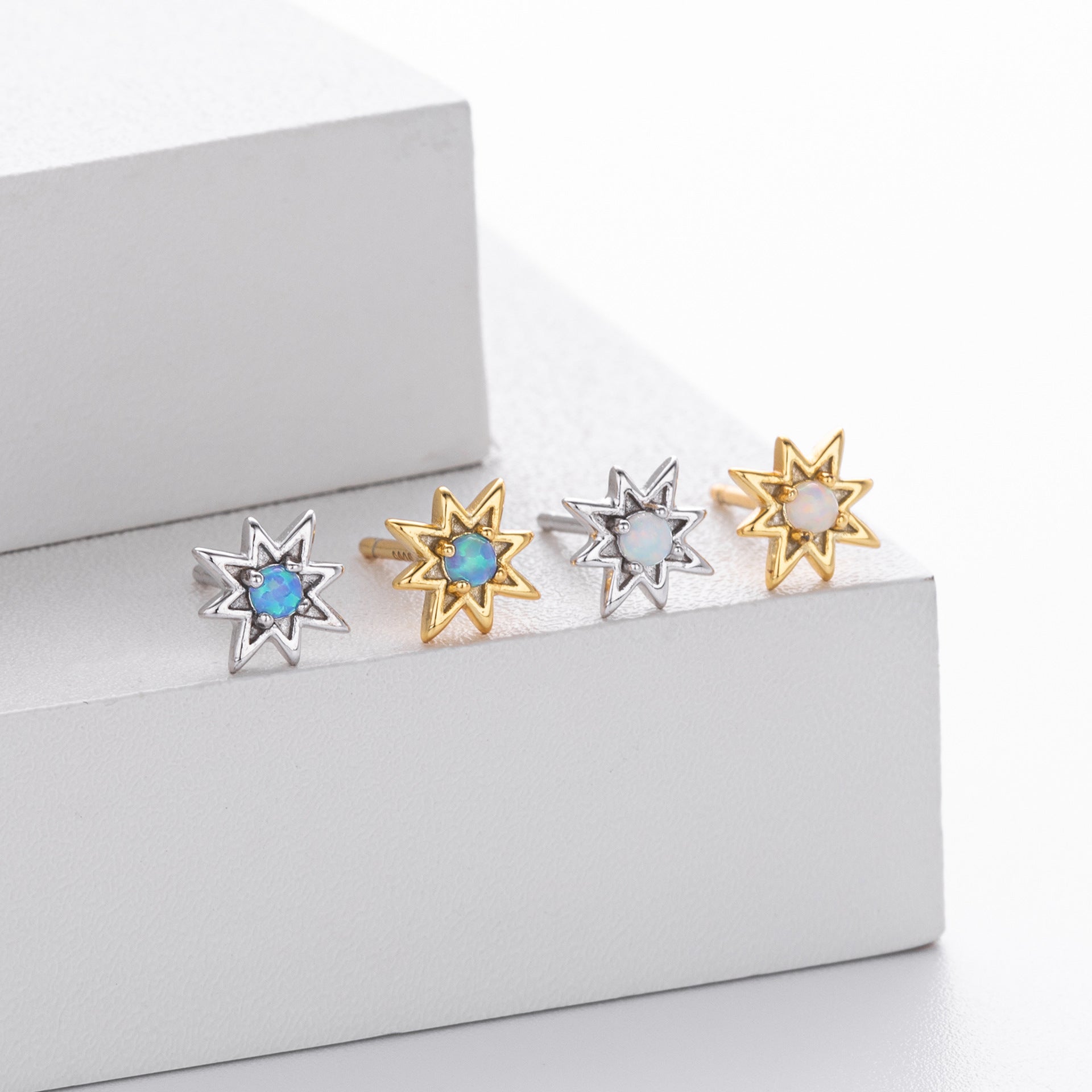 Damen Ohrstecker im kreativem Sonnenstern-Design aus hochwertigem 925 Sterling Silber Shop Nory