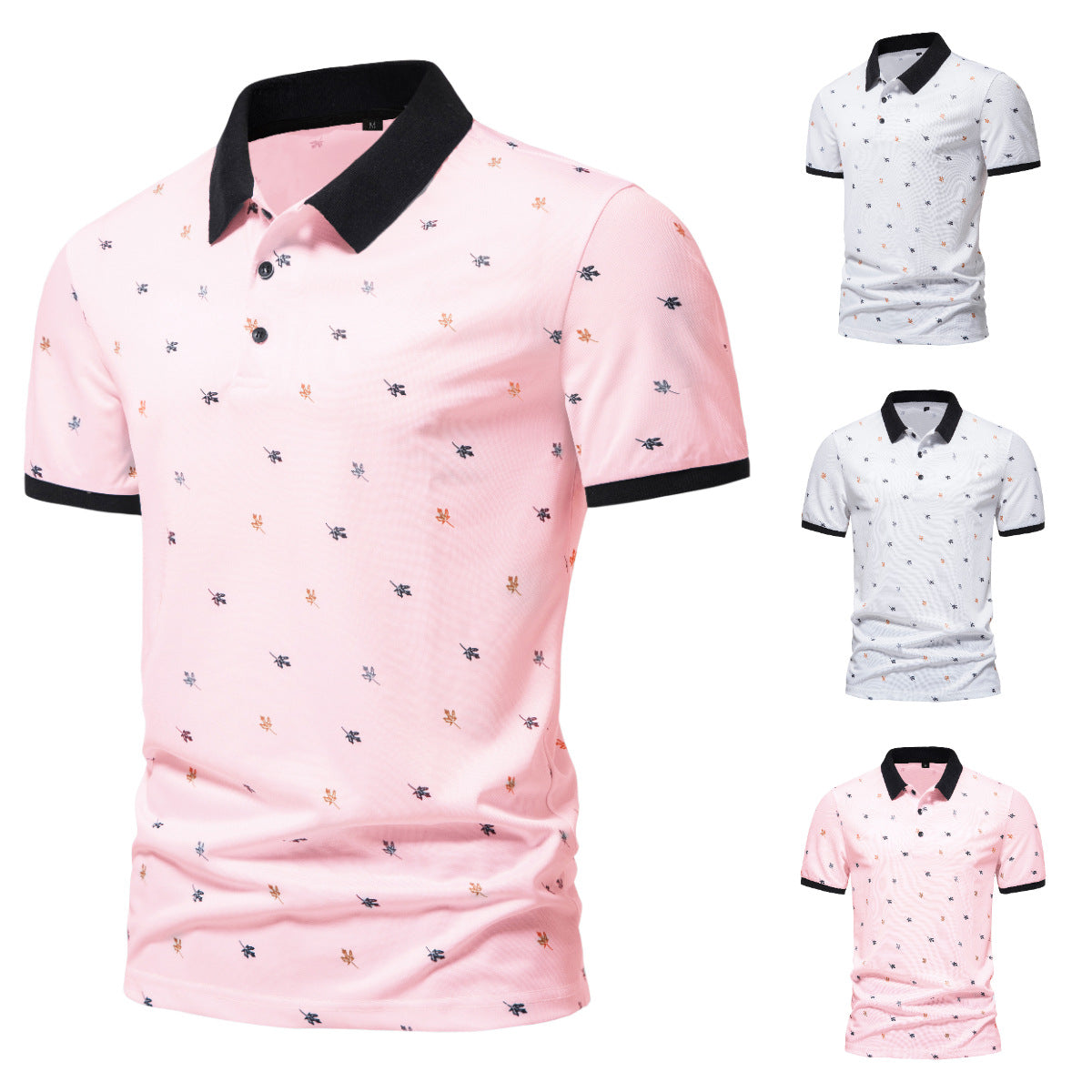 Herren Poloshirt mit einzigartigem Muster und modernem Stehkragen