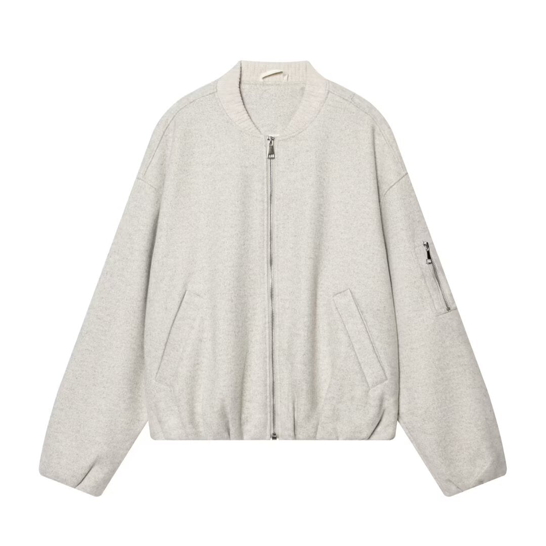Damen Boxy-Bomberjacke aus Sweatmaterial mit Reißverschluss und Ärmeltasche Shop Nory