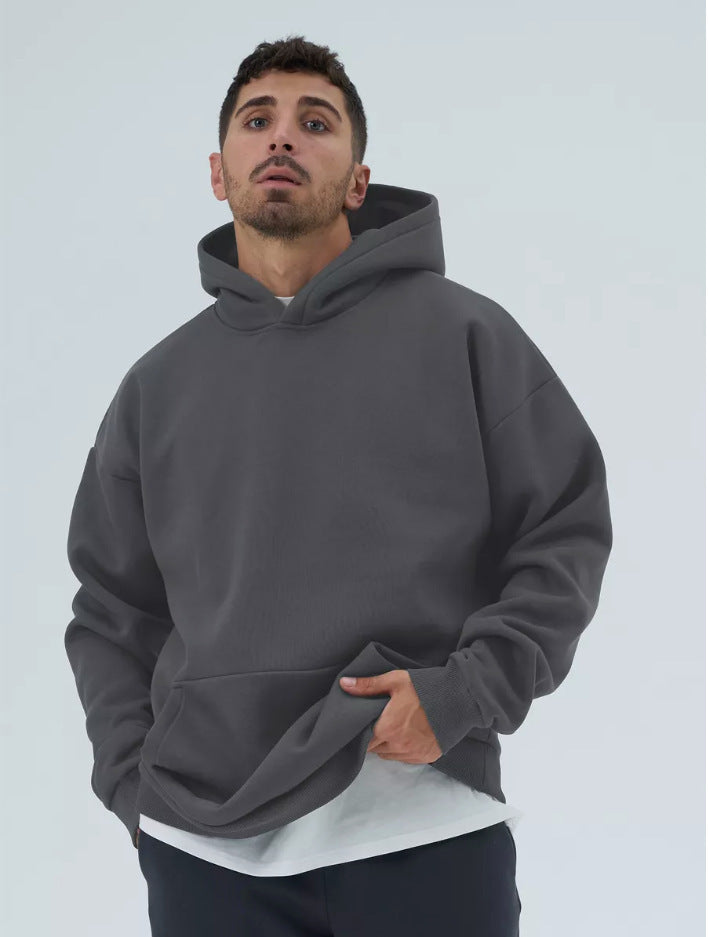 Herren nan schwerer Fleece-Boxy-Hoodie mit tiefem Schulterfall verstärkter Kapuze und Kängurutasche Shop Nory