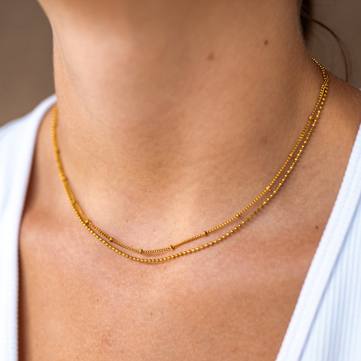 Damen Halskette mit doppeltem Gliederdesign aus hochwertigem Edelstahl Shop Nory