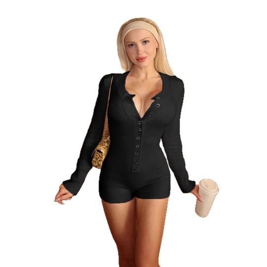 Damen nan figurbetontes Feinstrick-Minikleid mit durchgehender Knopfleiste, U-Boot-Ausschnitt und verlängerten Rippbündchen Shop Nory