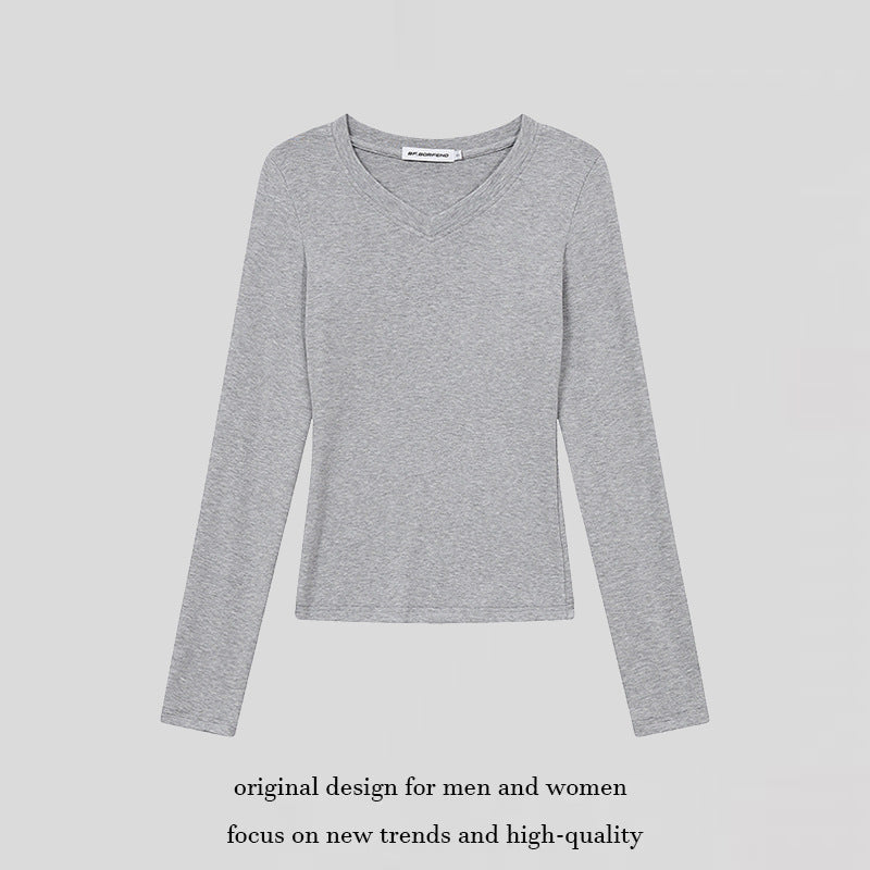 Damen Langarmshirt mit V-Ausschnitt und tailliertem Slim-Fit Shop Nory