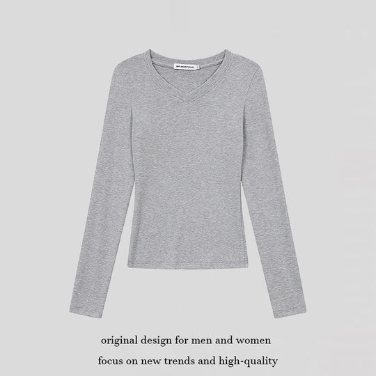 Damen Langarmshirt mit V-Ausschnitt und tailliertem Slim-Fit Shop Nory