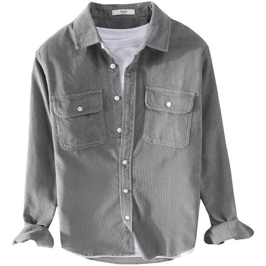 Herren Cord-Hemdjacke im Worker-Stil mit aufgesetzten Doppeltaschen und weichem Used-Finish Shop Nory
