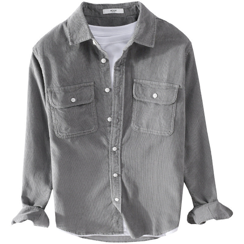 Herren Feincord-Hemdjacke im Worker‑Stil mit doppelten Brustpatten und entspanntem Schnitt Shop Nory