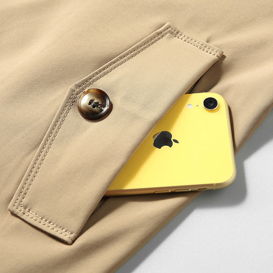 Herren Kurz-Trenchcoat im klassischen Stil mit karierter Innenfütterung, Schulterklappen und Pattentaschen Shop Nory