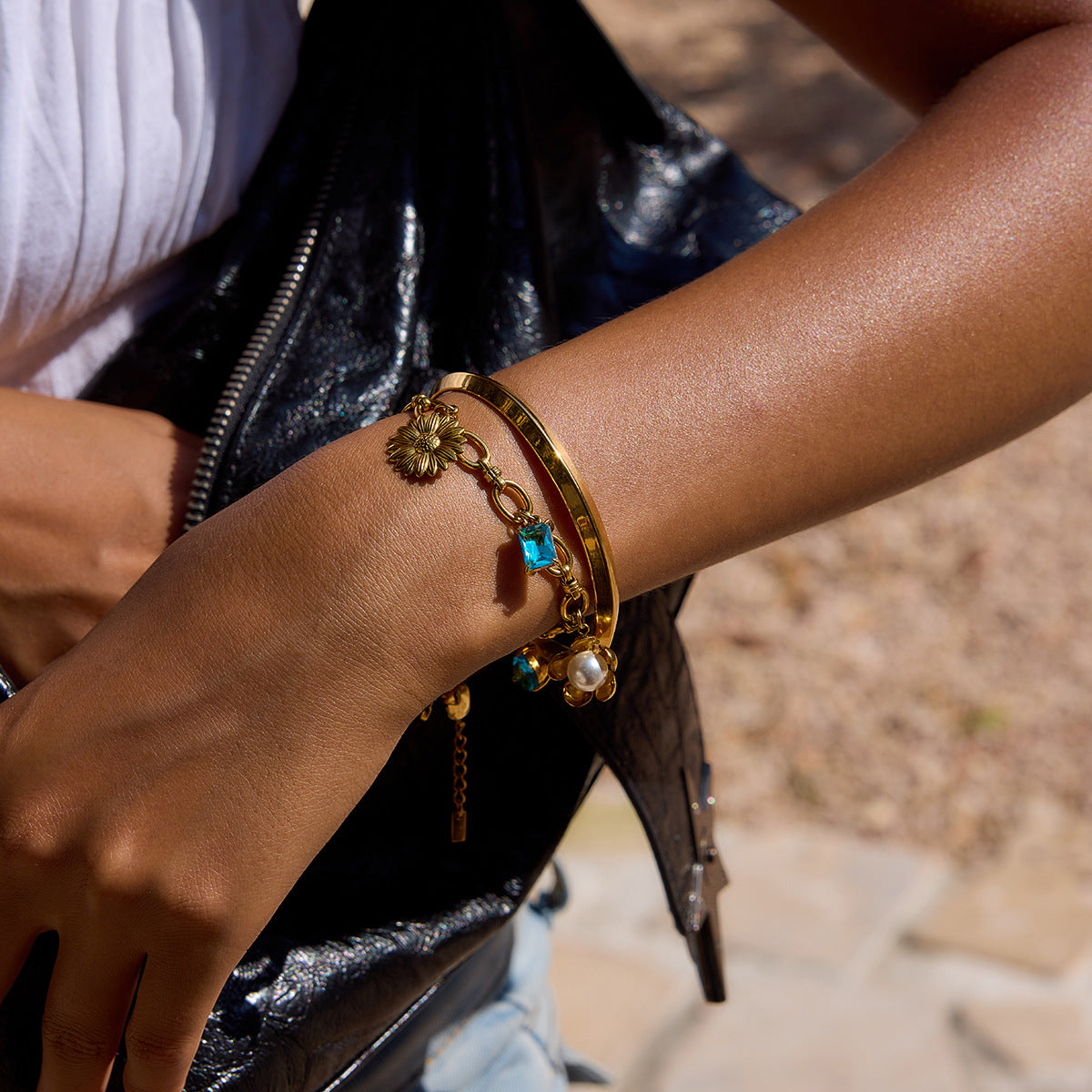 Damen Offenes Armband aus hypoallergenem Edelstahl mit elegantem Design Shop Nory