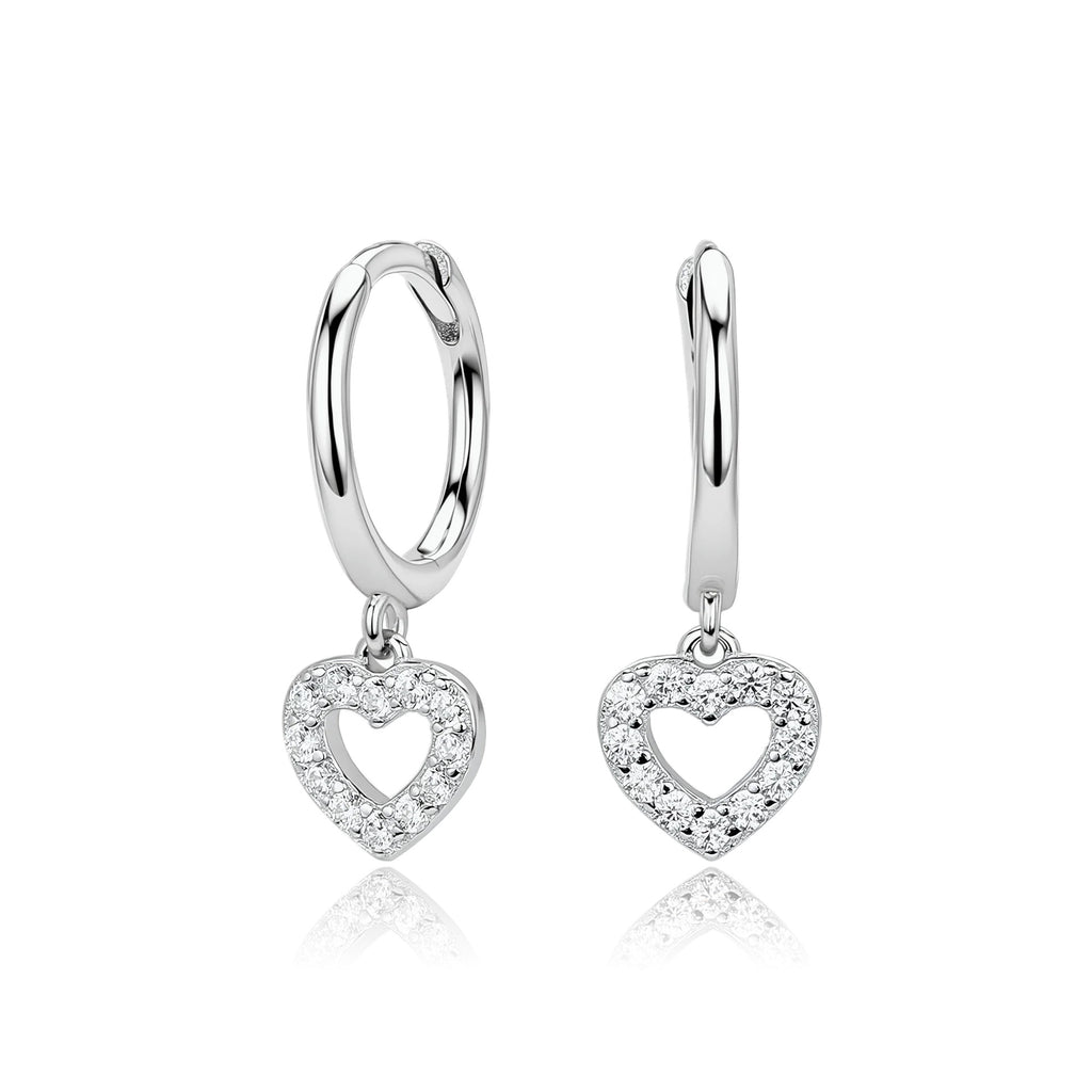 Damen Ohrhänger mit herzförmigem Zirkonanhänger aus hochwertigem 925 Sterling Silber Shop Nory