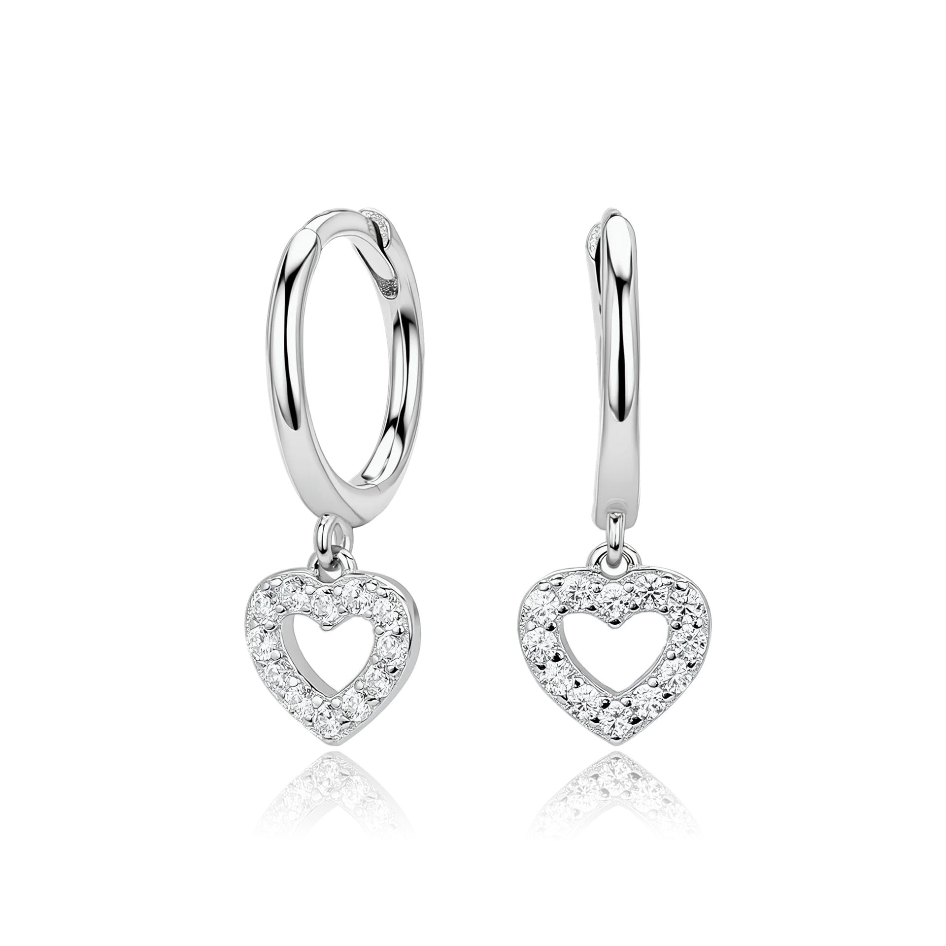 Damen Ohrhänger mit herzförmigem Zirkonanhänger aus hochwertigem 925 Sterling Silber Shop Nory