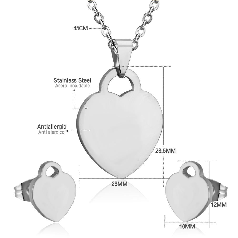 Damen Schmuckset mit Herzanhänger und Ohrringen aus hochwertigem Edelstahl Shop Nory