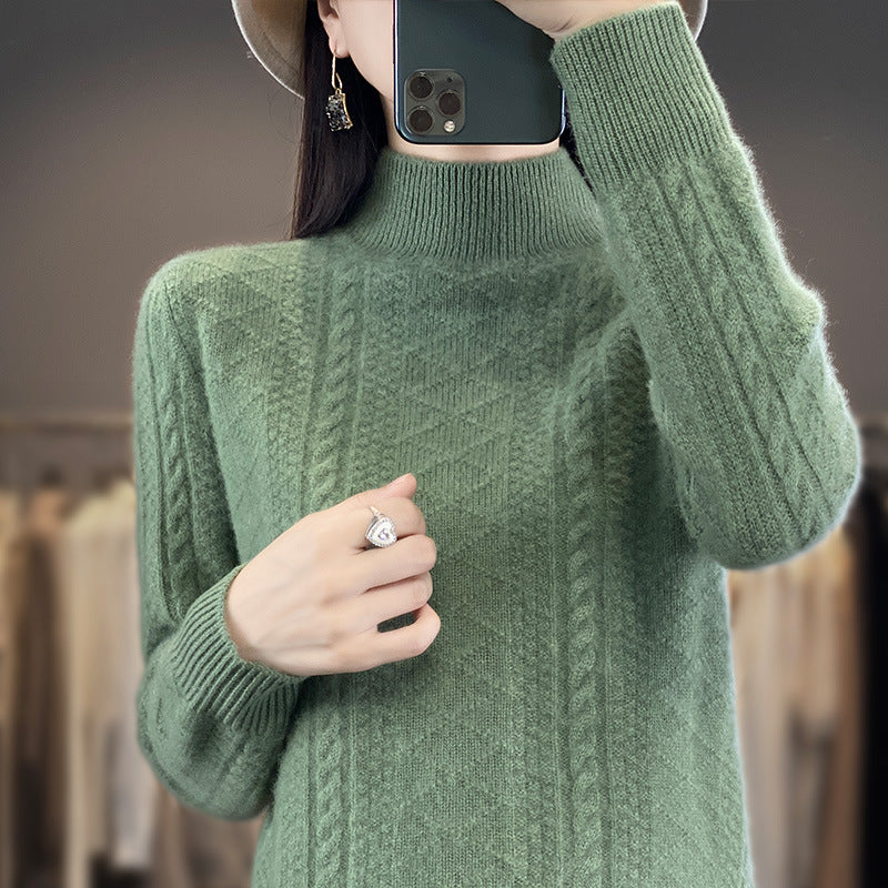 Damen Weicher Zopfstrick-Mockneck-Pullover mit leichtem Mohair-Effekt Shop Nory