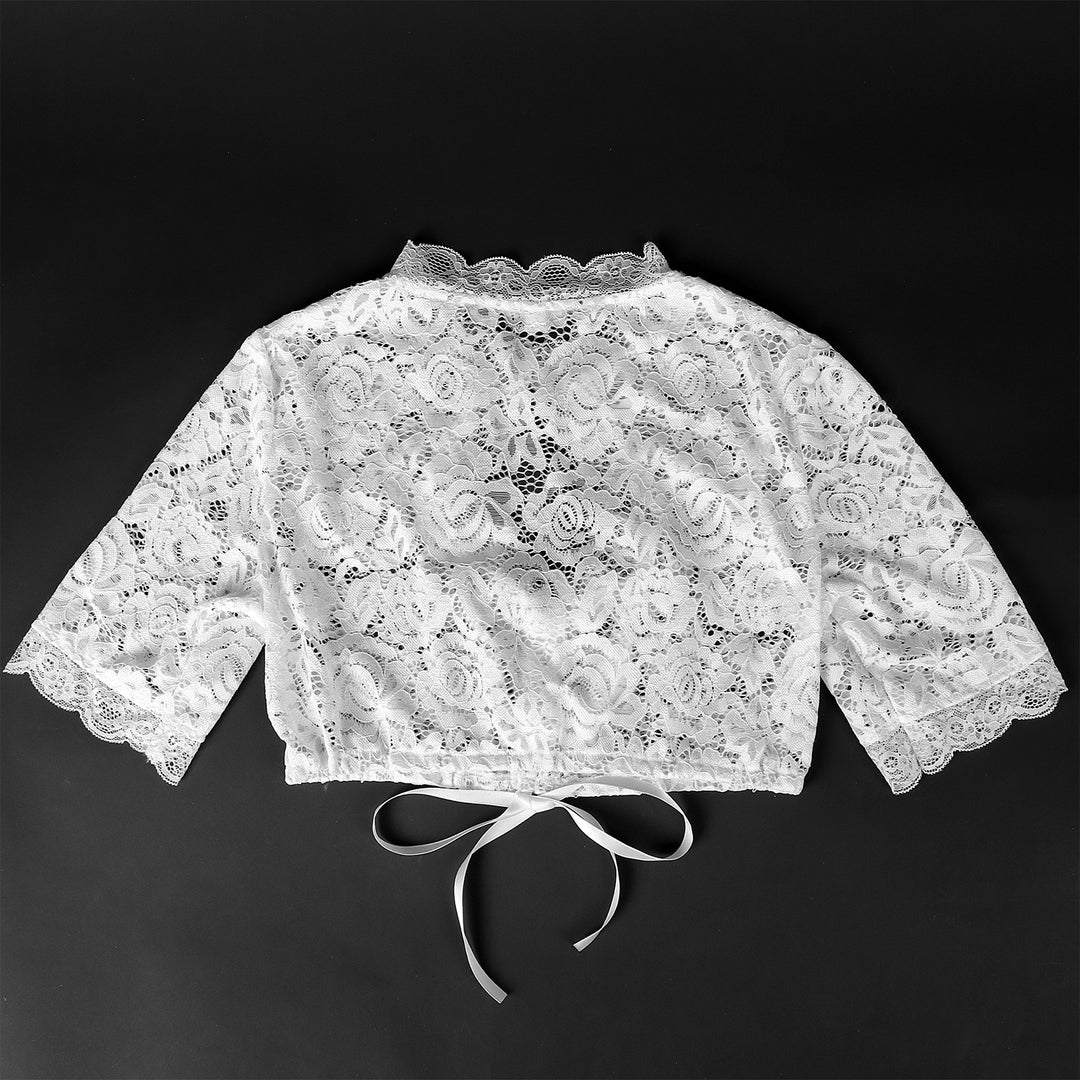 Damen nan Spitzenbolero kurz mit Stehkragen und Bindeband Shop Nory