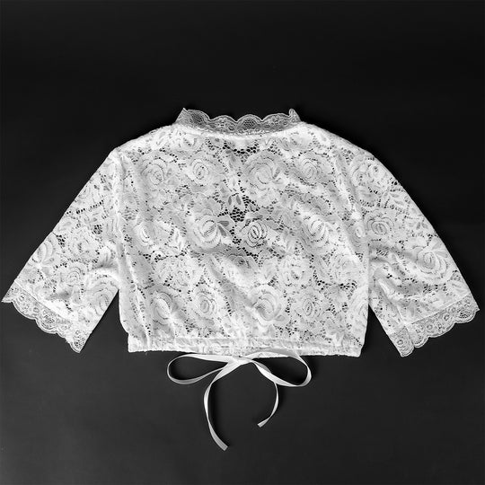 Damen nan Spitzenbolero kurz mit Stehkragen und Bindeband Shop Nory