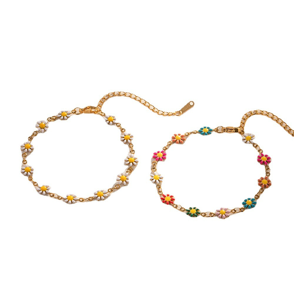 Damen Fusskettchen mit filigranen Gänseblümchen und verstellbarem Verschluss Shop Nory
