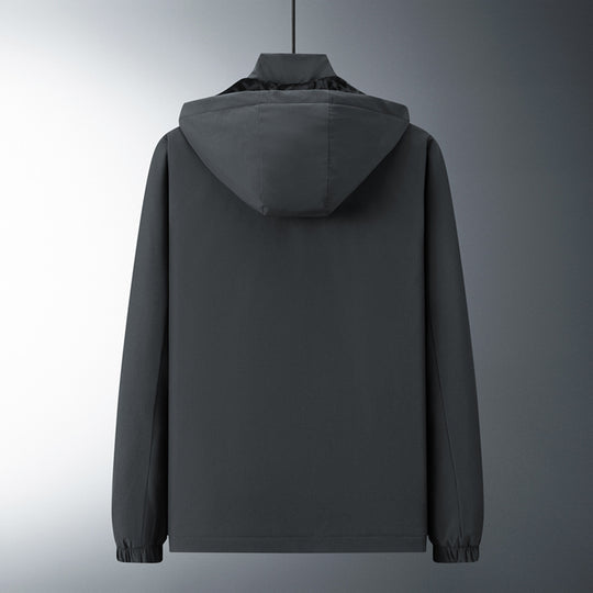 Herren Urban-minimalistische Softshell-Kapuzenjacke mit verdeckten Reißverschlüssen und elastischem Saum Shop Nory