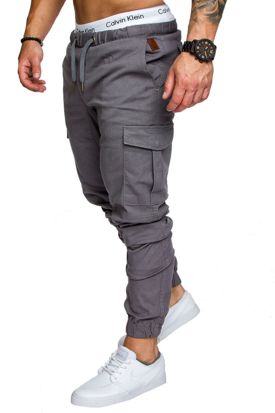 Herren taillierter Cargo-Jogger mit elastischem Bund, Kordelzug und aufgesetzten Taschen Shop Nory