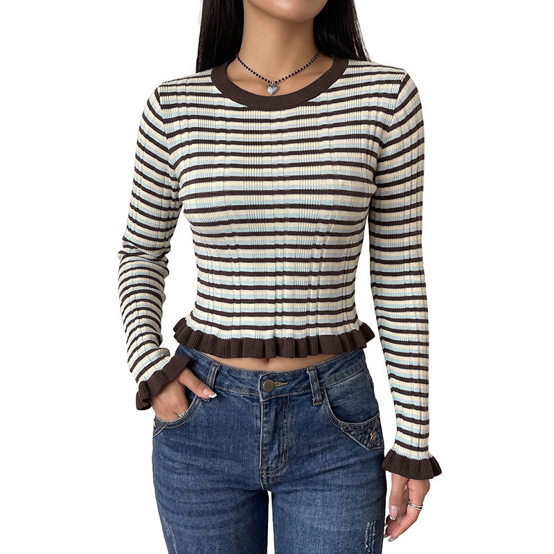 Damen Verspielt gestreiftes Crop-Top Shop Nory