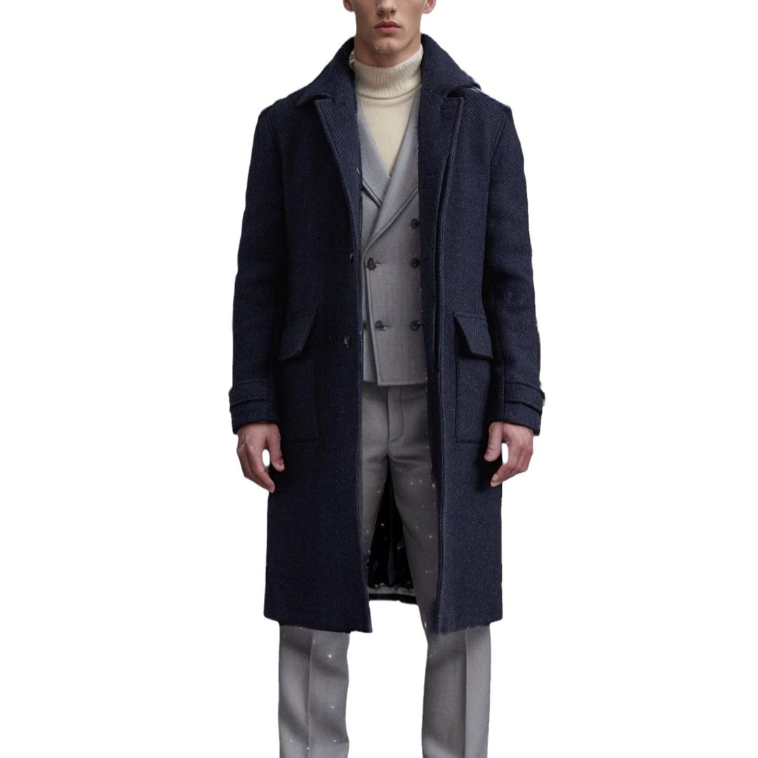 Herren taillierter Wollmantel mit Pattentaschen und Reverskragen Shop Nory