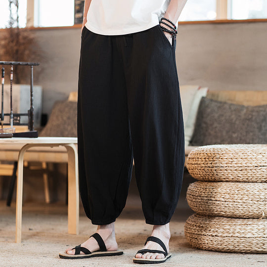 Herren Weite Harem-Loungehose mit elastischem Bund und gerafften Knöchelabschlüssen Shop Nory