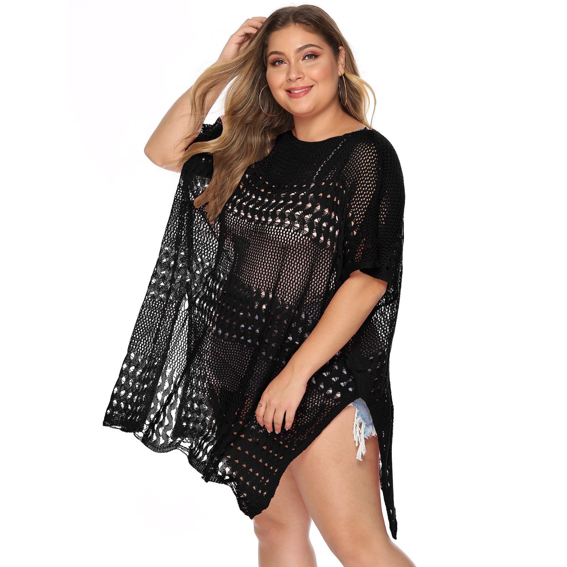 Damen stylischer Häkel-Strandüberwurf