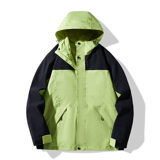 Herren Technische Colorblock Softshell‑Regenjacke mit verstellbarer Kapuze Shop Nory