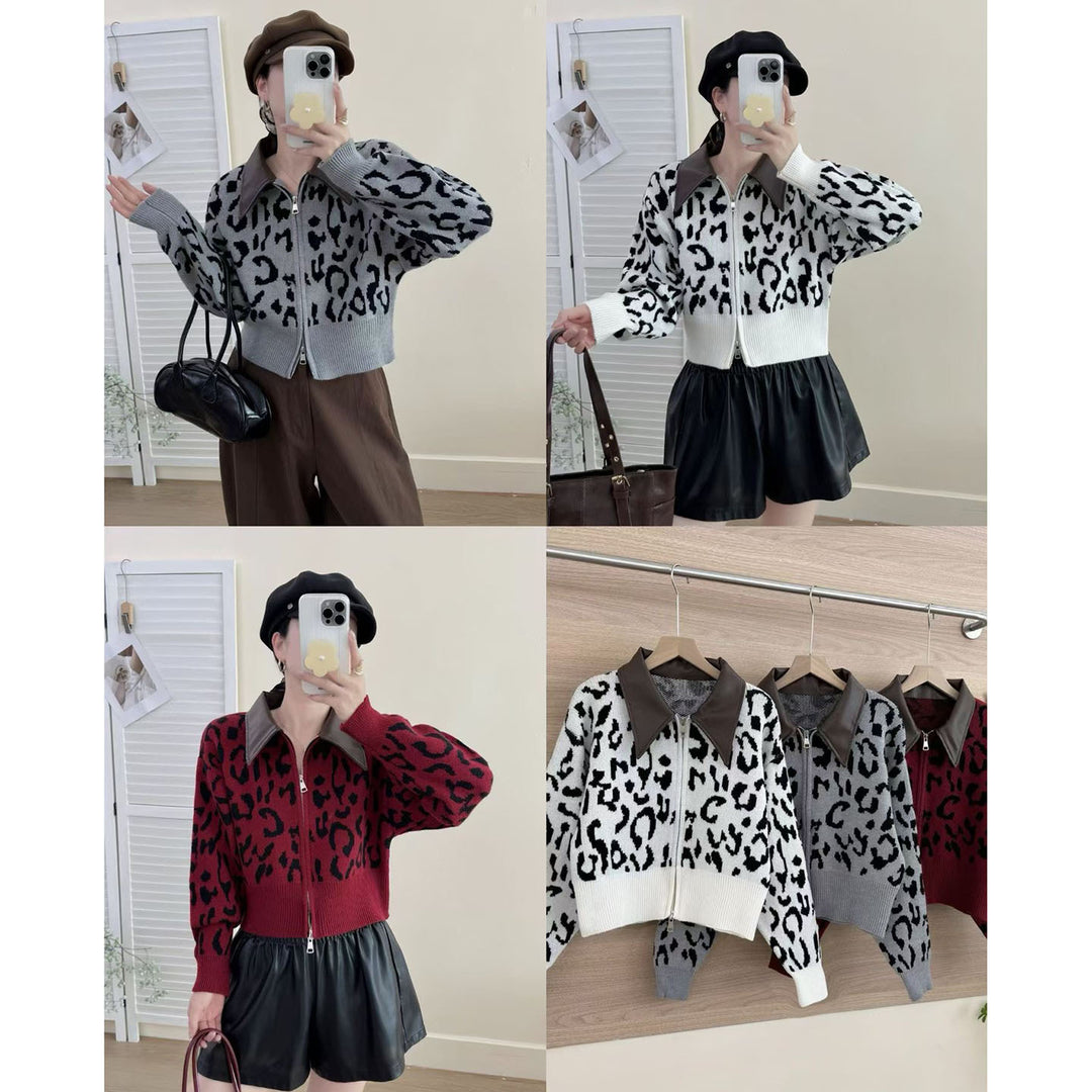 Damen Modische Kurzstrickjacke mit Reißverschluss Shop Nory
