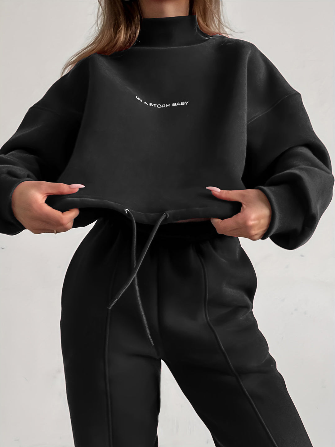 Damen Oversize-Lounge-Set mit Stehkragen und elastischer High-Waist-Jogginghose Shop Nory