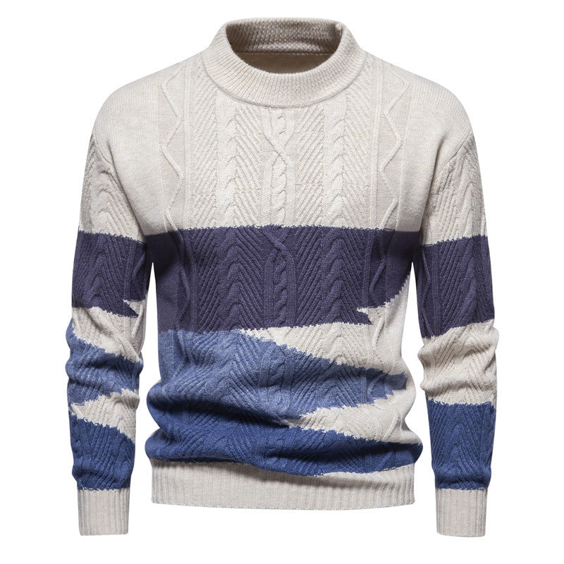 Herren Strukturiertes Colorblock Zopfstrick-Rollkragenpullover aus Baumwollmix Shop Nory