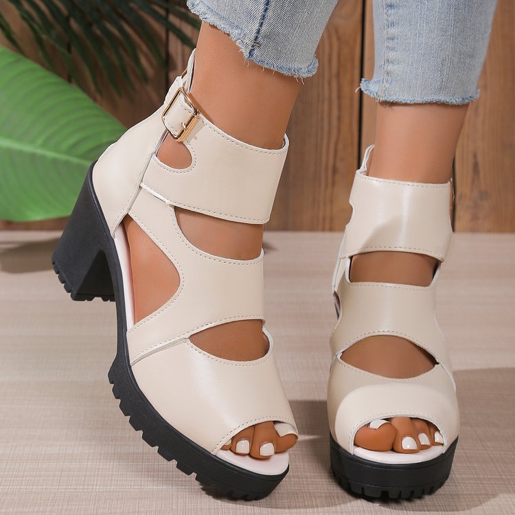 Damen Offene High-Heel Sandalen mit modischen Riemen