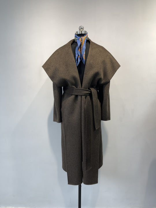 Damen Eleganter Drapierter Langmantel Shop Nory