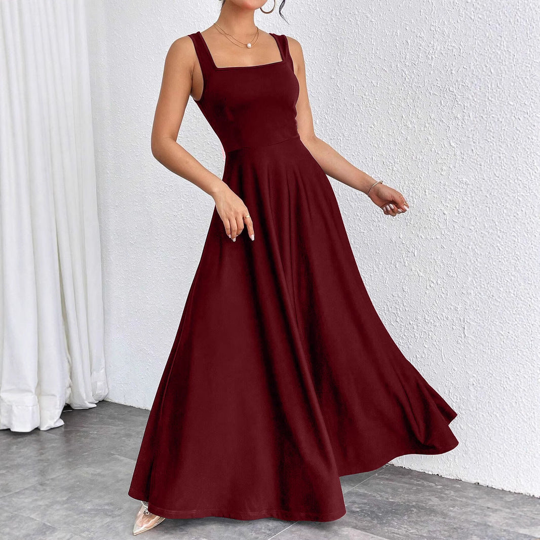 Elegantes Damen Maxikleid mit weichem Schnitt & quadratischem Ausschnitt