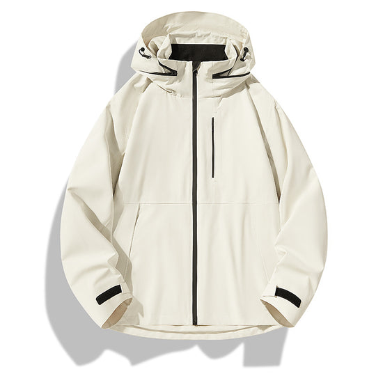Herren Zweilagige wasserdichte Outdoorjacke mit Kapuze, Verschweißten Reißverschlüssen und Kontrastpaneelen Shop Nory