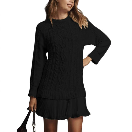 Damen nan Kabelstrick-Pullover mit Tunika-Schnitt, Zopfmuster und Rippbündchen Shop Nory