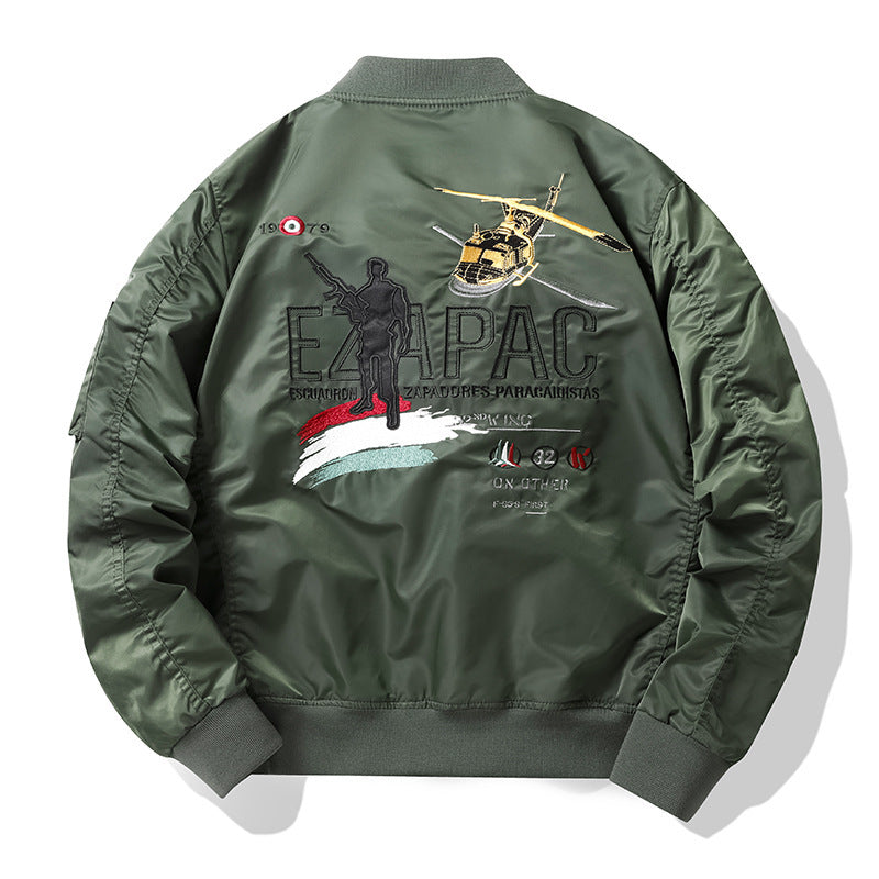 Herren Piloten-Bomberjacke im Vintage-Military-Stil mit gestickten Flugpatches und wasserabweisender Nylonoberfläche Shop Nory
