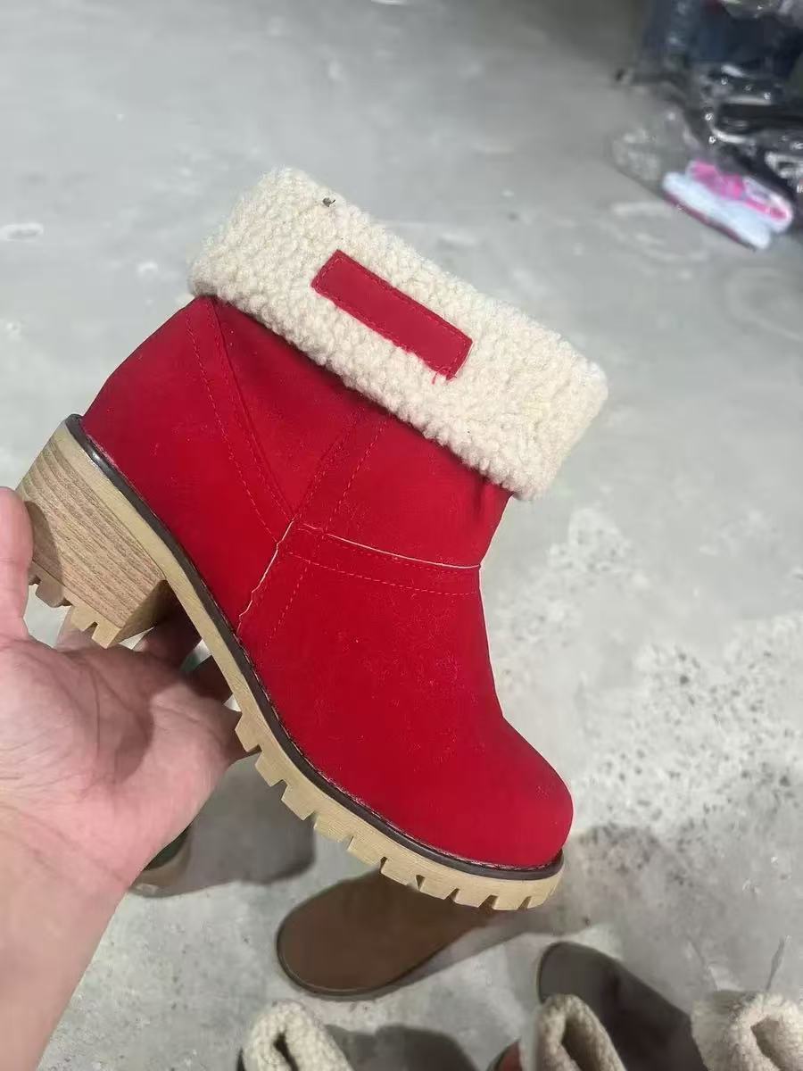 Damen Gefütterte Ankle-Boots mit Lammfell-Umschlag und profiliertem Blockabsatz Shop Nory