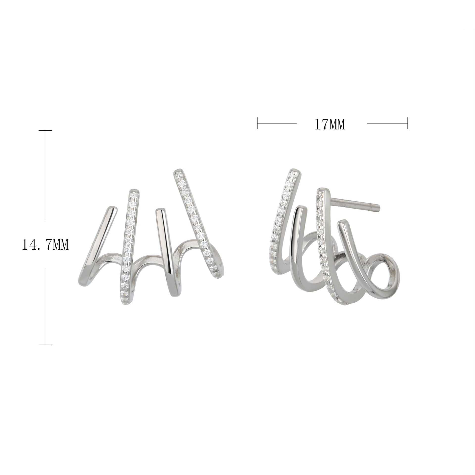 Damen Ohrstecker mit geschwungenem Design und funkelnden Kristalldetails Shop Nory