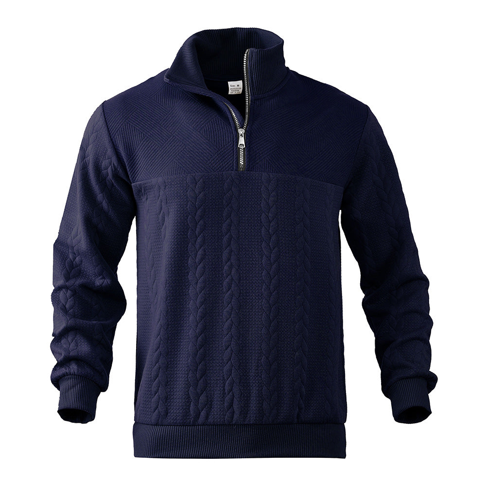 Herren Halbzip-Pullover mit Zopfstrick-Optik und Strukturpaneelen Shop Nory