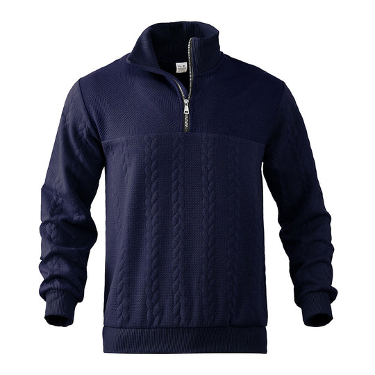Herren Halbzip-Pullover mit Zopfstrick-Optik und Strukturpaneelen Shop Nory