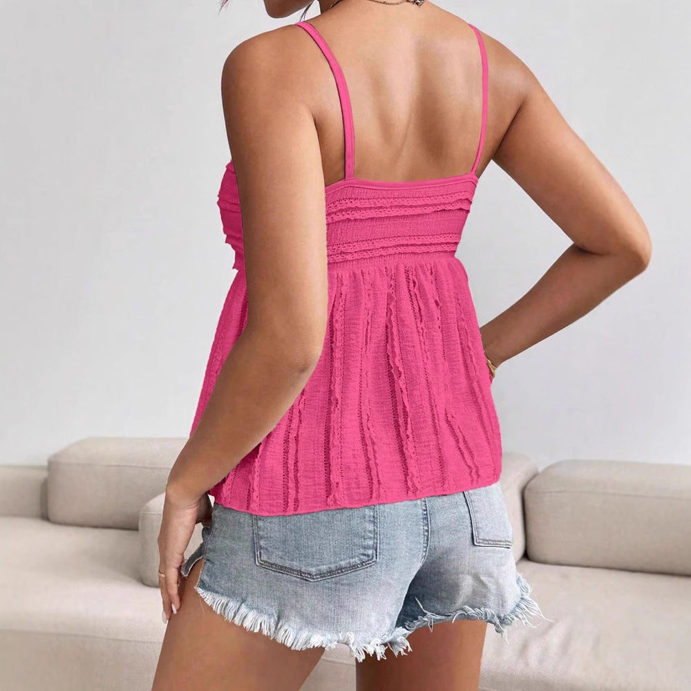 Damen luftiges Sommeroberteil mit Raffung und Spaghettiträgern