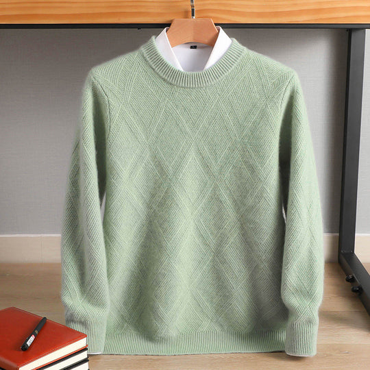 Herren Feiner Rautenstruktur Rundhalspullover aus Merino‑Blend mit softem Griff Shop Nory