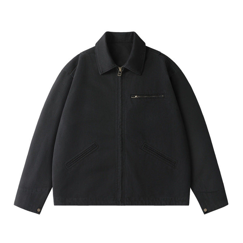 Herren Kurzjacke im Boxy-Schnitt aus Canvas mit Hemdkragen und Leistentaschen Shop Nory
