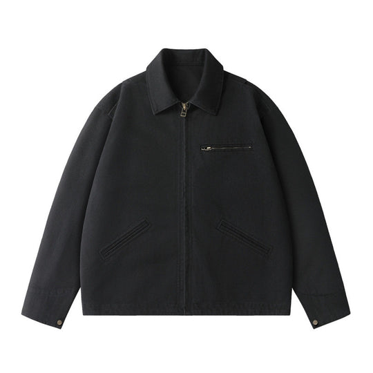 Herren Kurzjacke im Boxy-Schnitt aus Canvas mit Hemdkragen und Leistentaschen Shop Nory