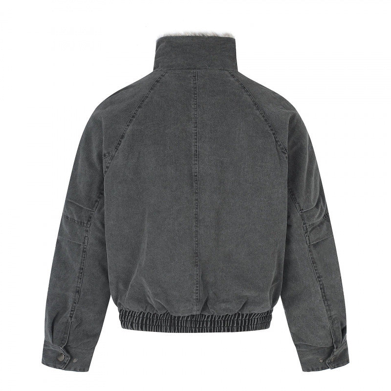 Damen Kurz geschnittene Cord‑Optik Blousonjacke mit Kunstfellfutter und hohem Stehkragen Shop Nory