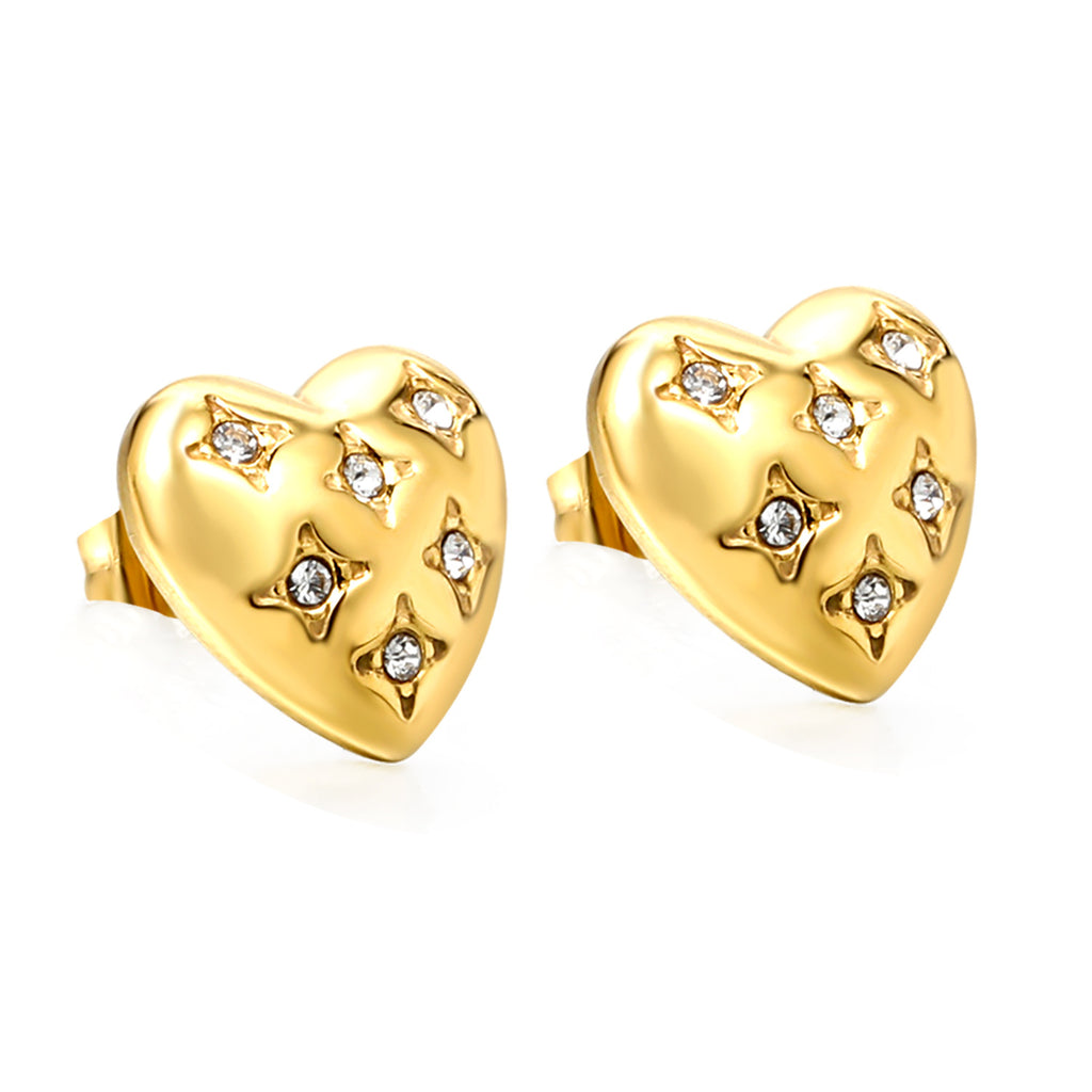 Damen Herzförmige Edelstahl Ohrstecker mit funkelnden Zirkonia Shop Nory