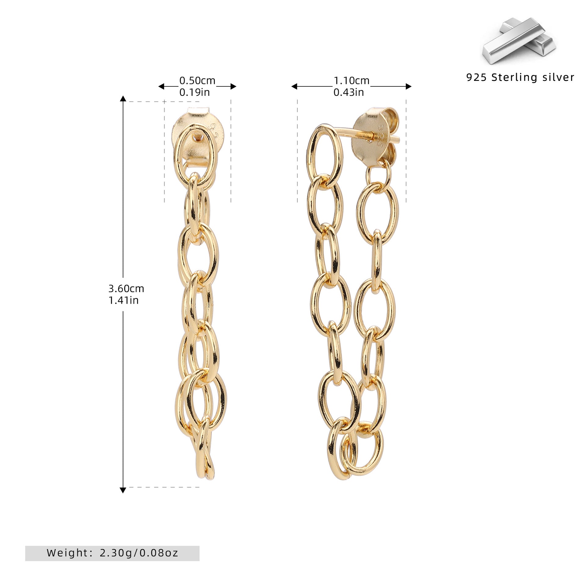 Damen Ohrhänger mit attraktivem Kettendesign aus hochwertigem 925 Sterling Silber Shop Nory