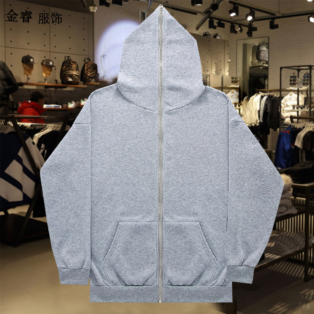 Unisex Zip-Hoodie mit durchgehendem Reißverschluss bis in spitze Kapuze, Kängurutasche und gerippten Bündchen Shop Nory