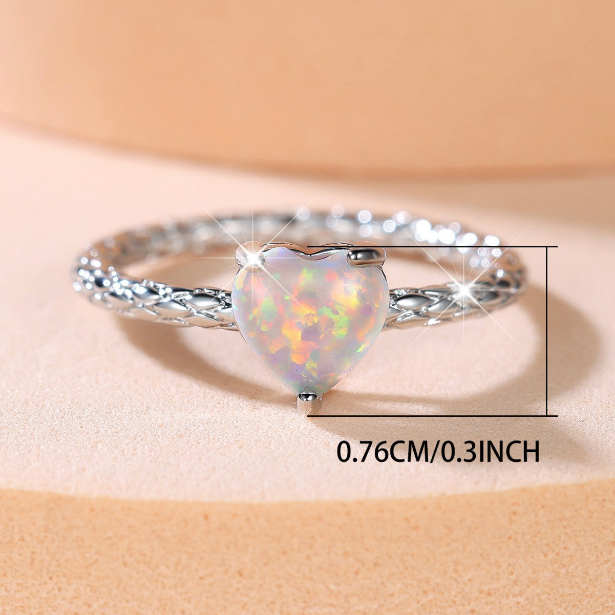 Damen Ring mit herzförmigem Opal-Steindetails Shop Nory