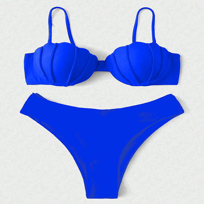 Damen Bikini-Set mit schalenförmigem Oberteil und hohem Beinausschnitt